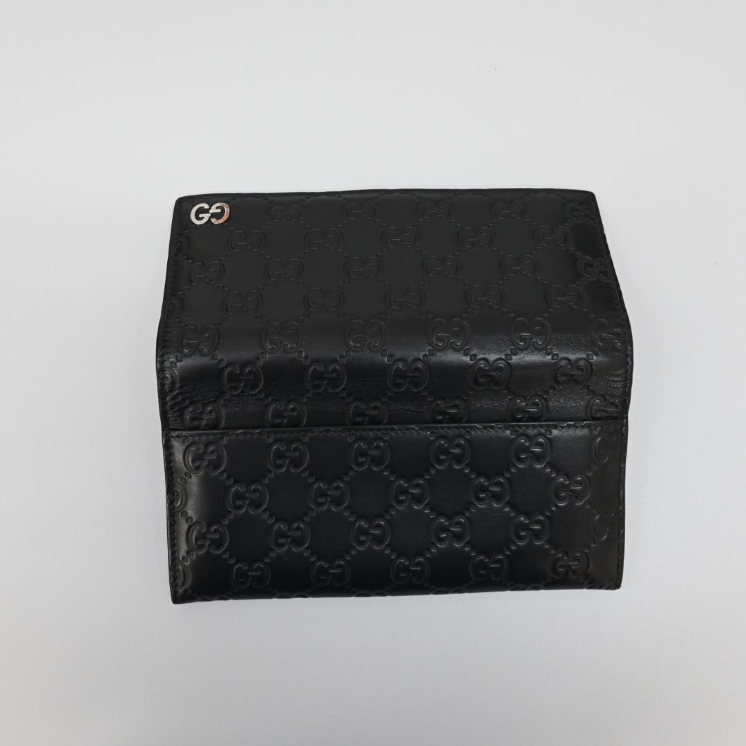 □ 46227☆年 GUCCI グッチ 2つ折り長財布 GG柄 シマライン