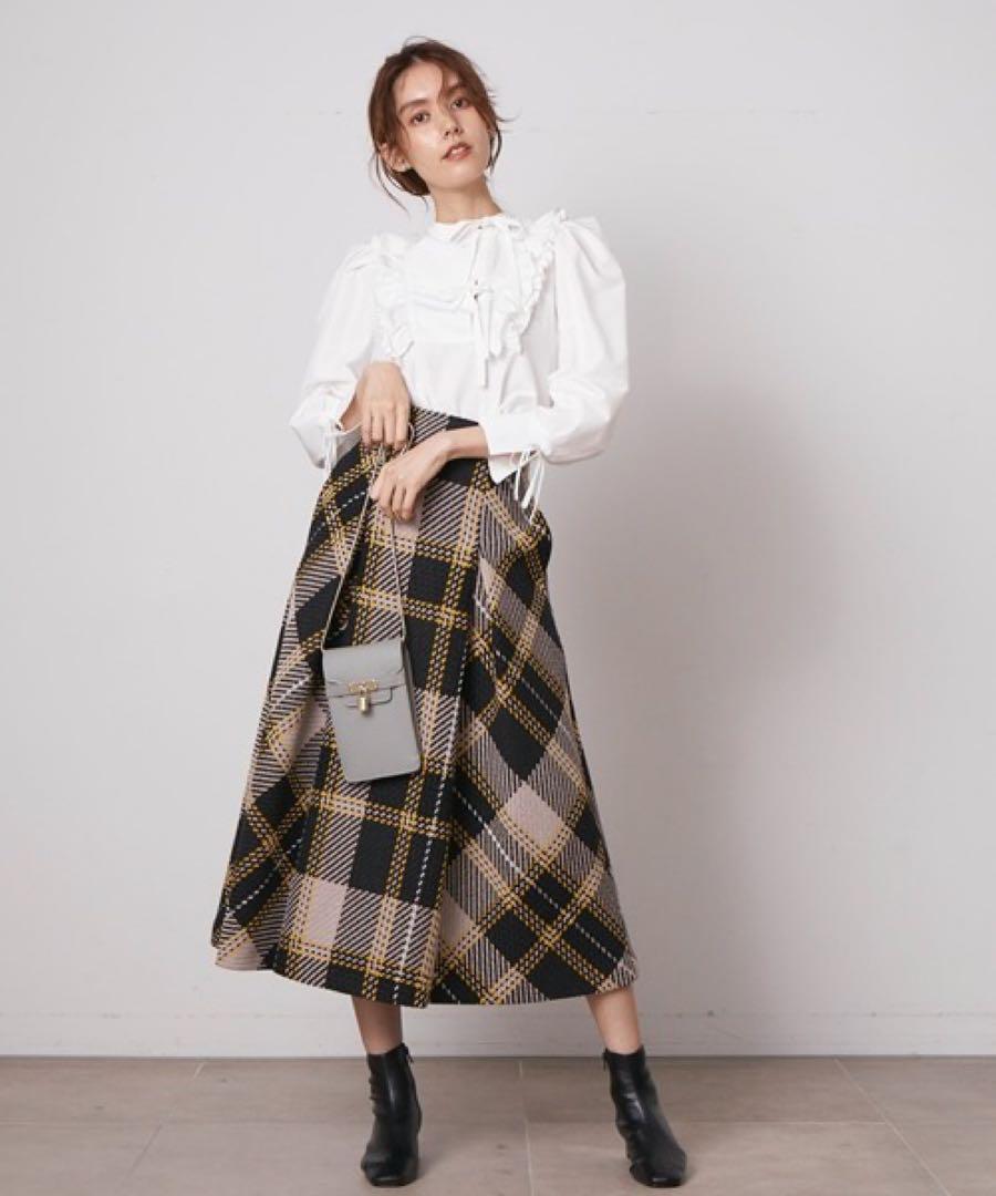 【美品】SNIDEL ロービングチェックフレアスカート 2021AW Sサイズ