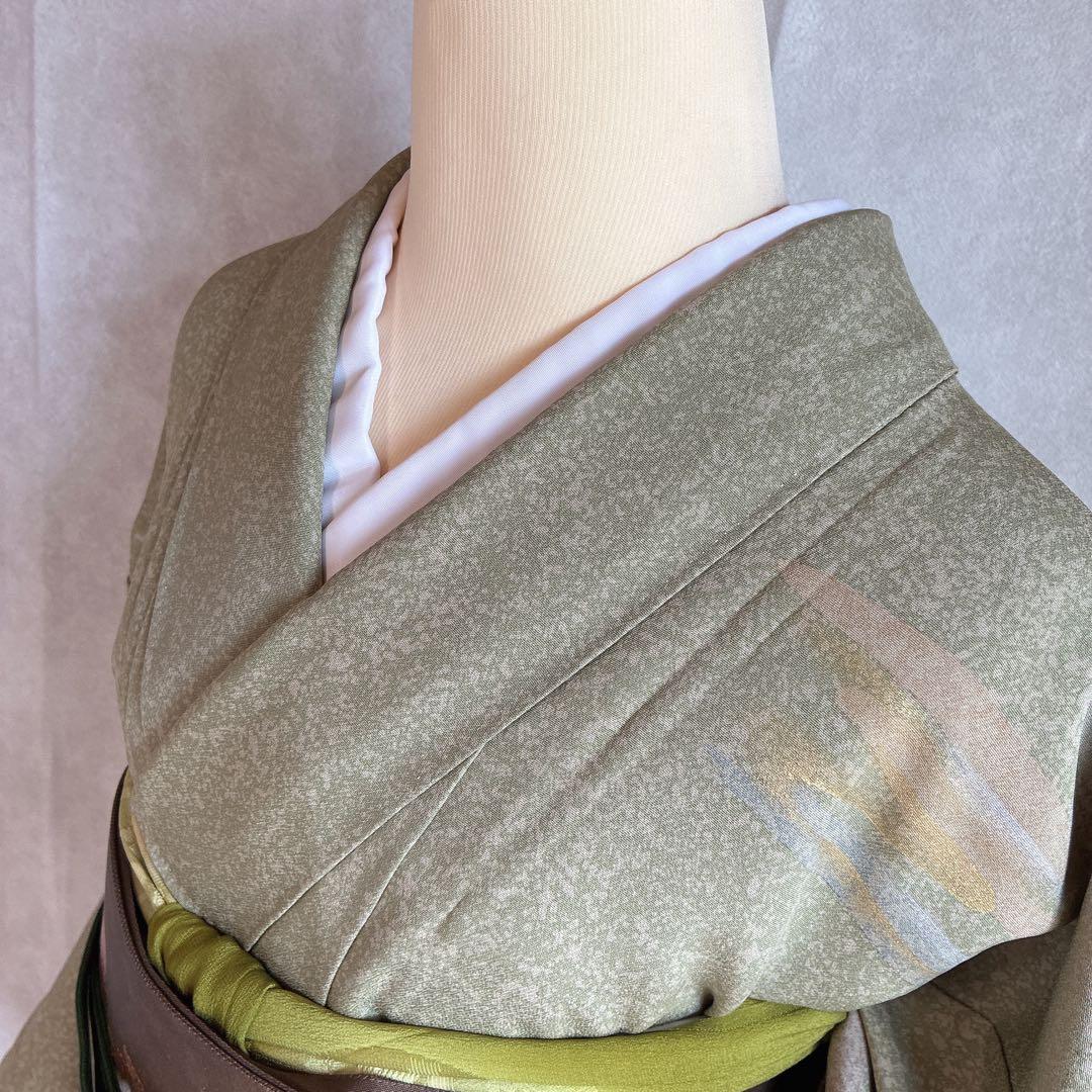 付け下げ　フルセット　着物　正絹　訪問着　袷　スモールサイズ　霞　N4