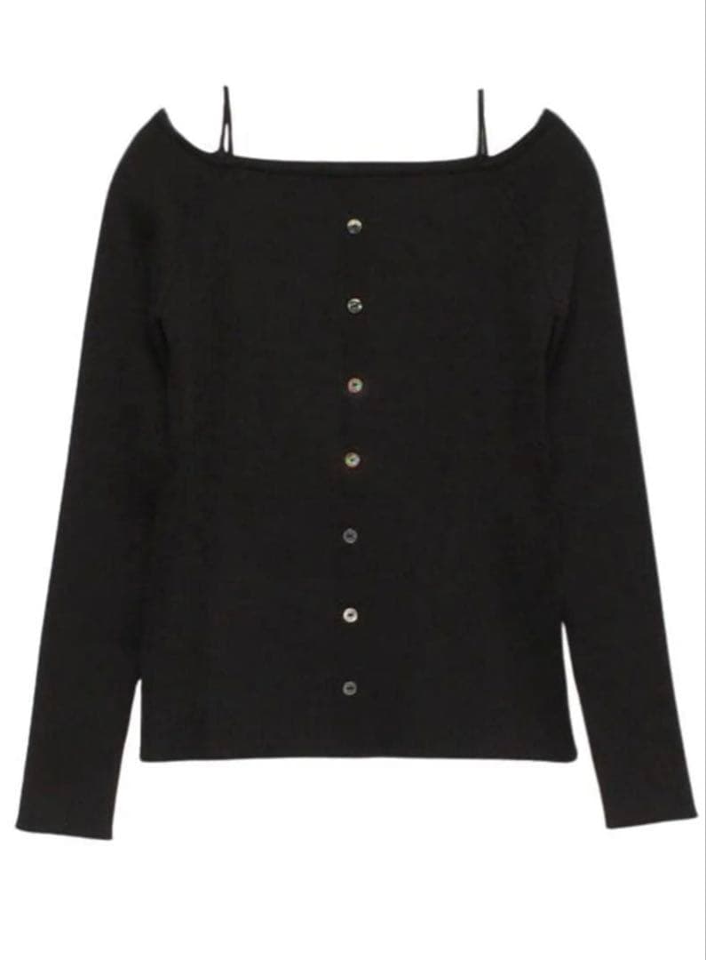 anuans グリッターオフショルラメトップス黒FREE SIZE・anuans