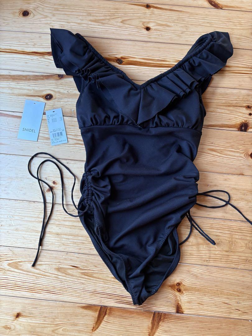 SNIDEL フリルワンピスイムウェア　水着　ブラック　スナイデル　人気完売