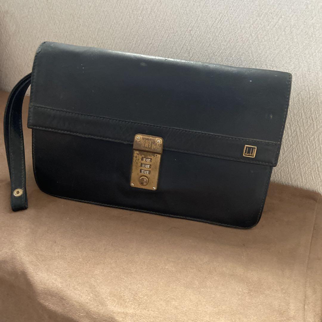 dunhill ブラック レザー クラッチバッグ - メルカリ