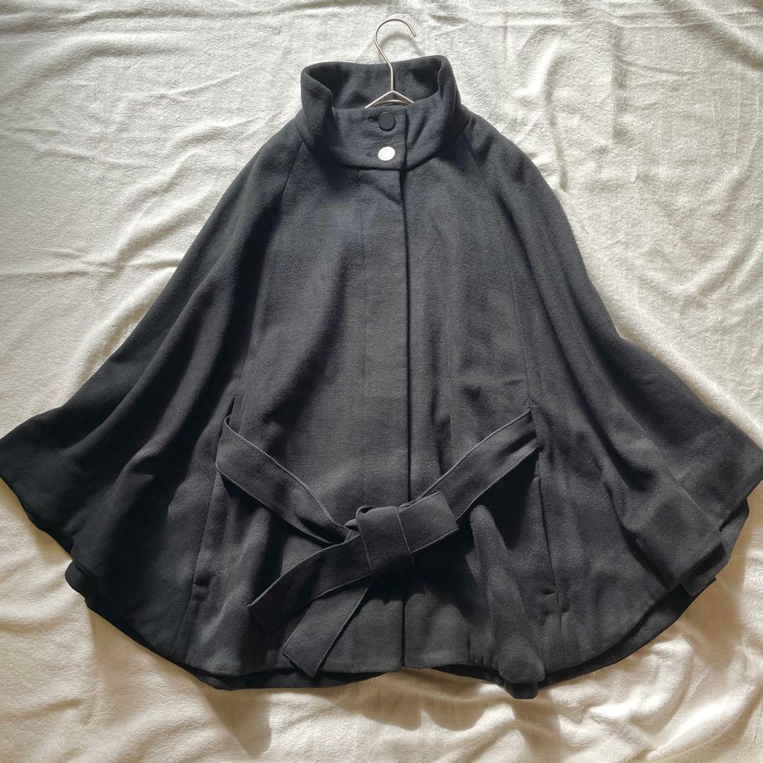 martinique マルティニーク ハイネック ウール ポンチョ 黒FREE SIZE・martinique