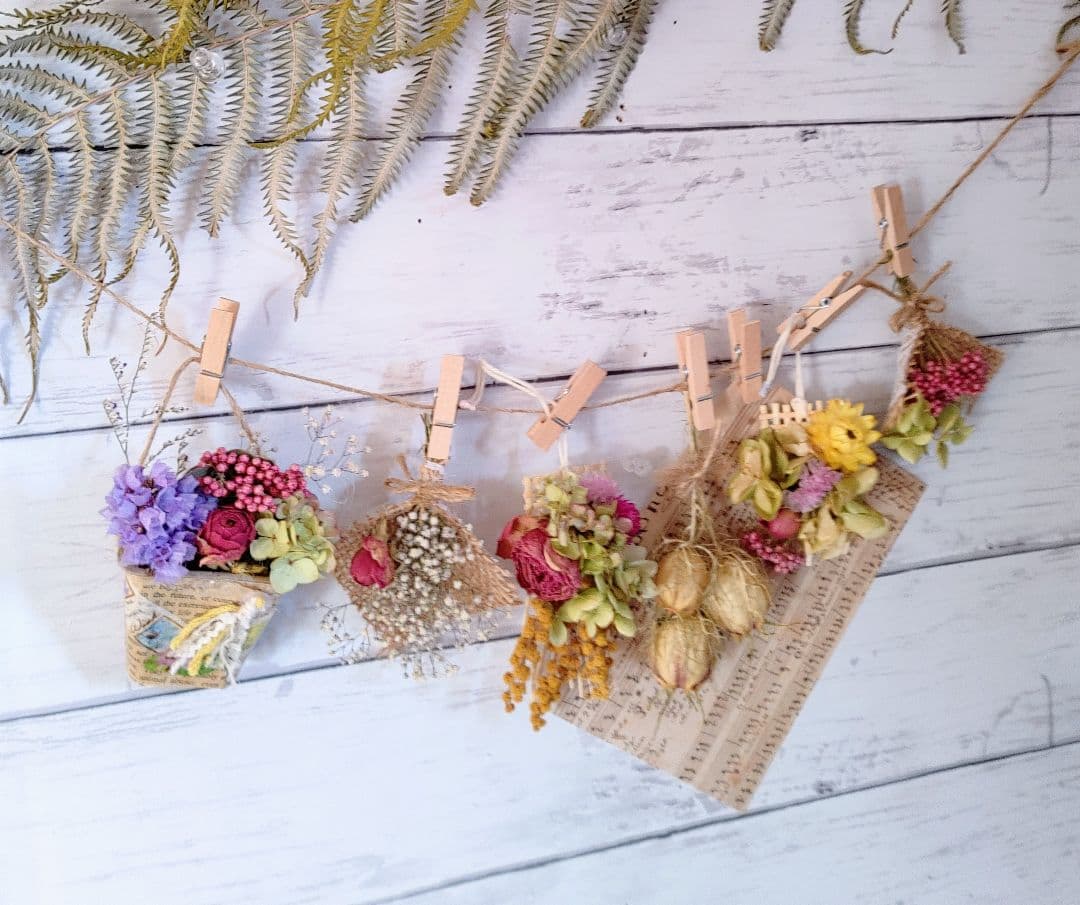 No.203d 秘密の花園 ドライフラワーのガーランド 7点セット目立った傷や汚れなし WWW_GEBZETESISAT_COM_TR