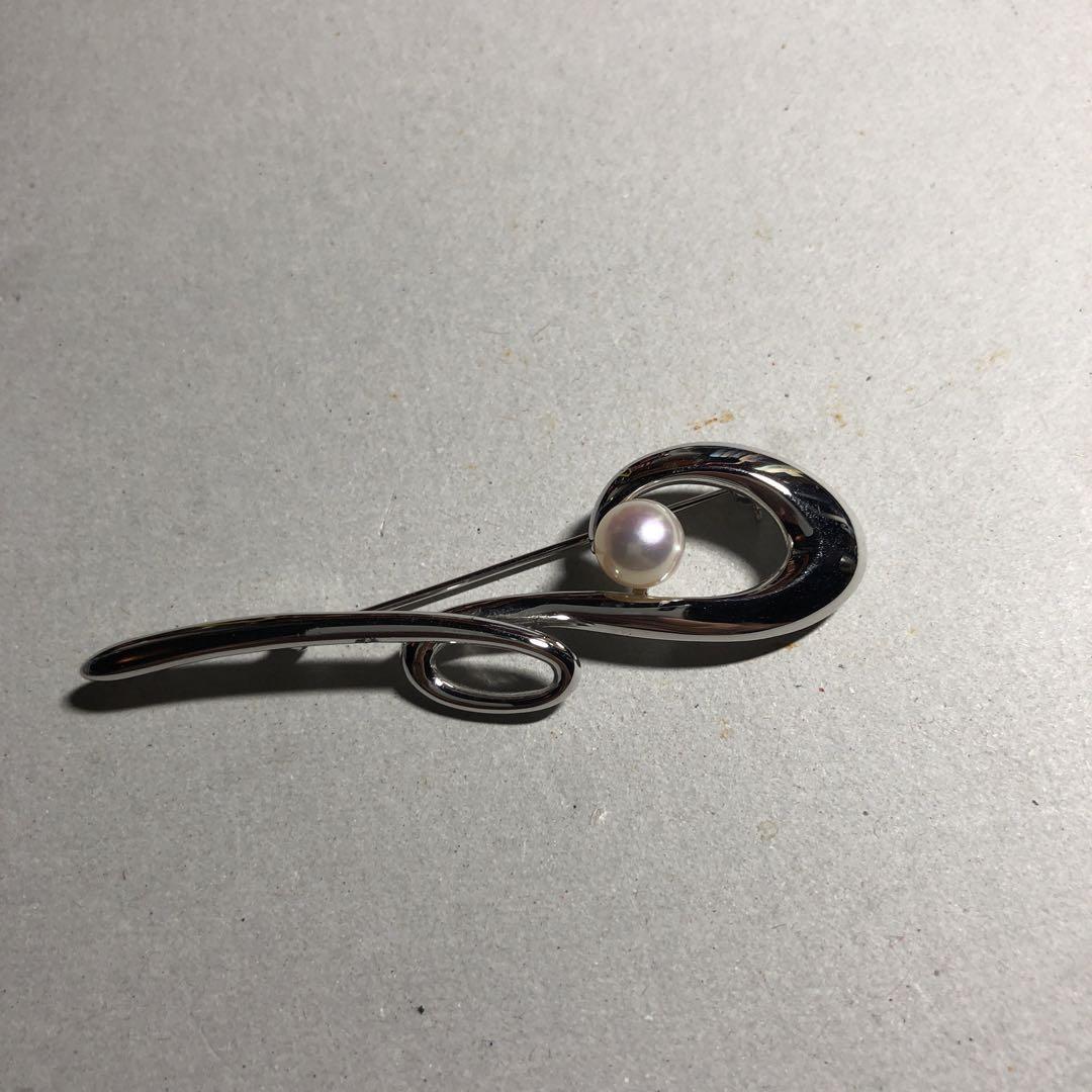 TASAKI シルバー 真珠 ブローチ TASAKI - TASAKI タサキ ブローチ兼帯留め パール 真珠 5.8-7.0
