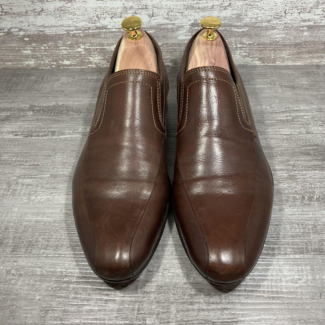 304【美品】Stefanorossi 革靴 スリッポン 茶色 24.5cm