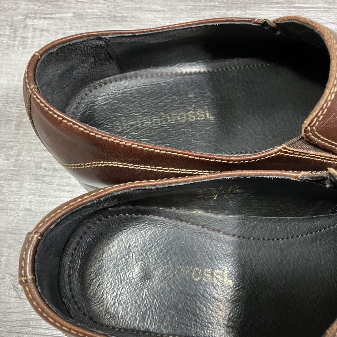 304【美品】Stefanorossi 革靴 スリッポン 茶色 24.5cm