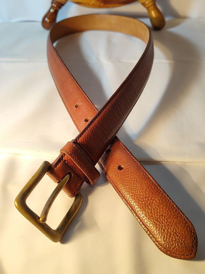 【極美品】【極厚革】ＲＡＬＰＨ　ＬＡＵＲＥＮ　高級レザーベルト　本革真鍮　正規品 極厚革】POLO RALPH LAUREN 高級レザーベルト 本