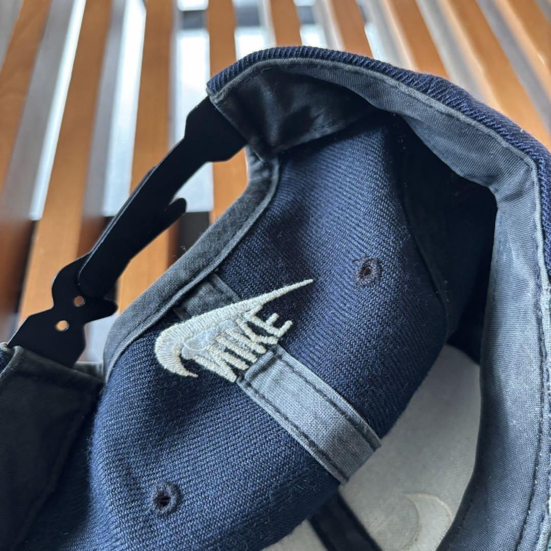90s Nike 銀タグ ネイビー フロントビッグロゴ キャップ AT46