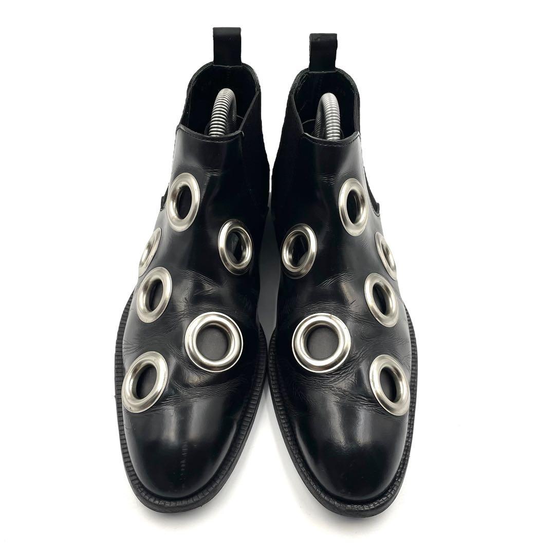 《超美品》14AW コムデギャルソン ハトメ サイドゴアブーツ レザー 黒系