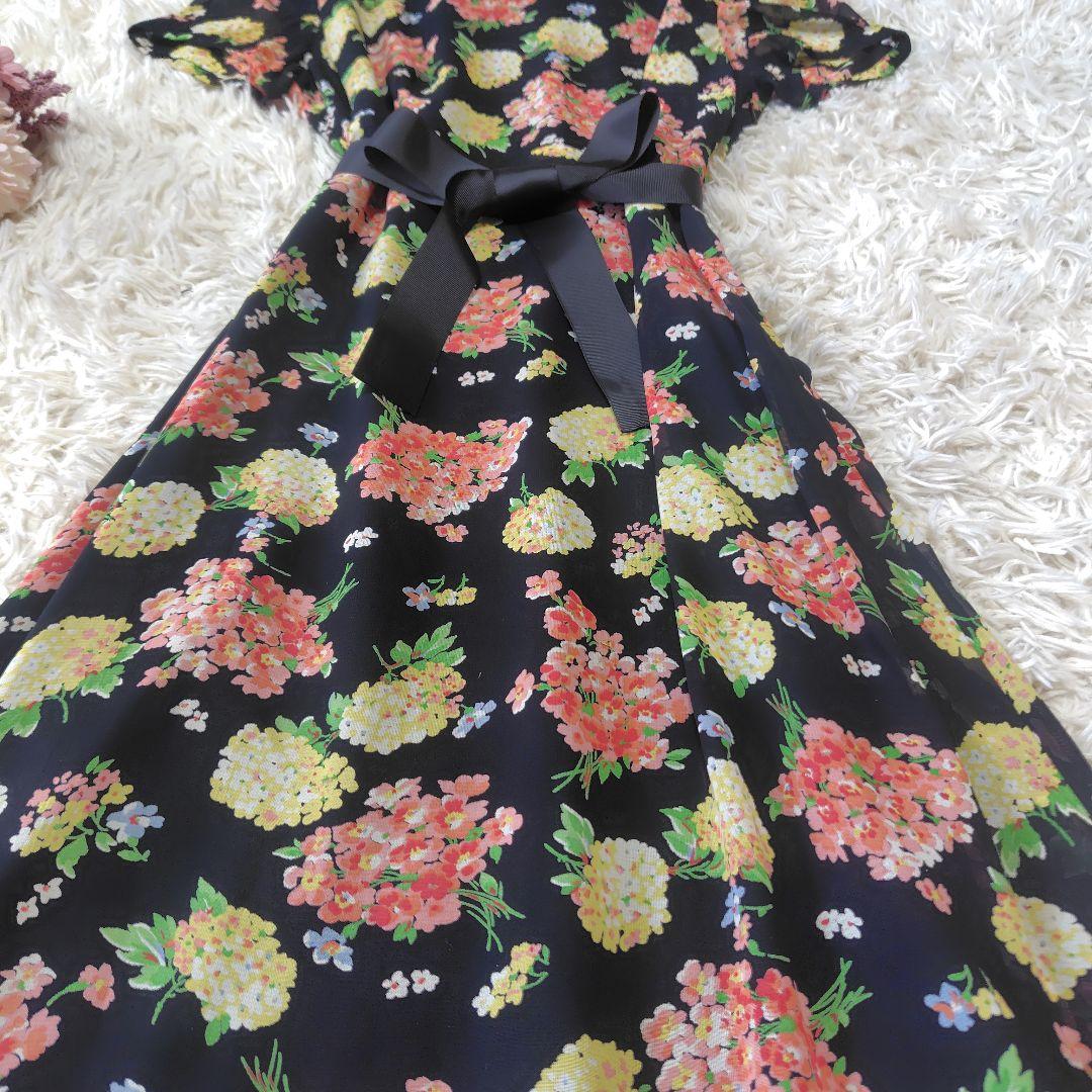 【未使用級♡Aライン】ローラアシュレイ　マキシシアー素材花柄ワンピース　L