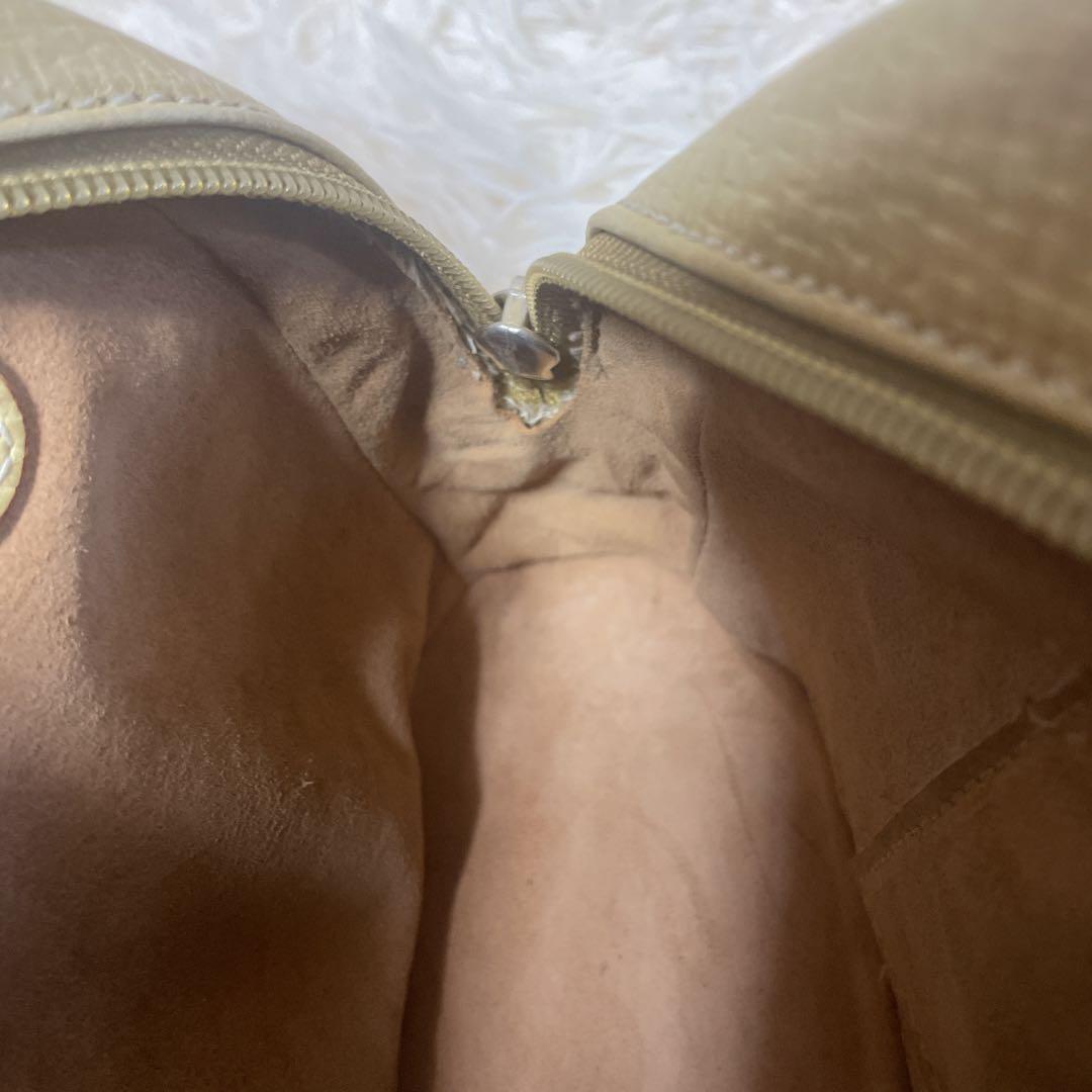 LOEWE ロエベ ハンドバッグ レザー ロゴ型押し イエロー ベージュ系