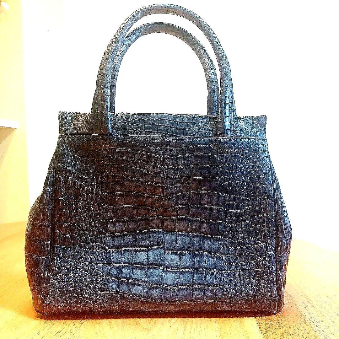 ♦️【Genuine Crocodile Skin】クロコダイル美品　デニム染め