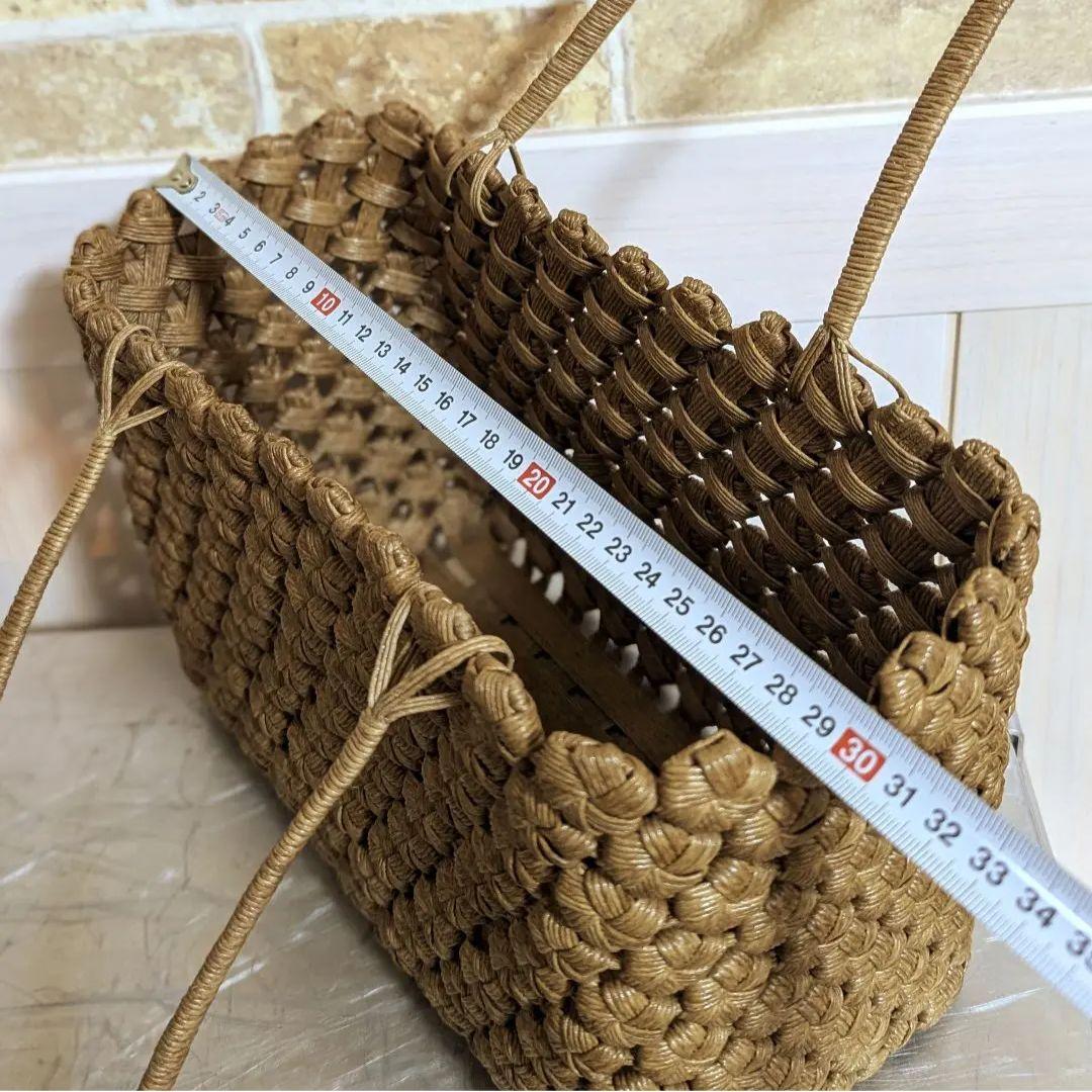 クラフトで作った山葡萄風花車編み＆花結び編みかごバッグ クラフトで作った山葡萄風花車編みかごバッグ