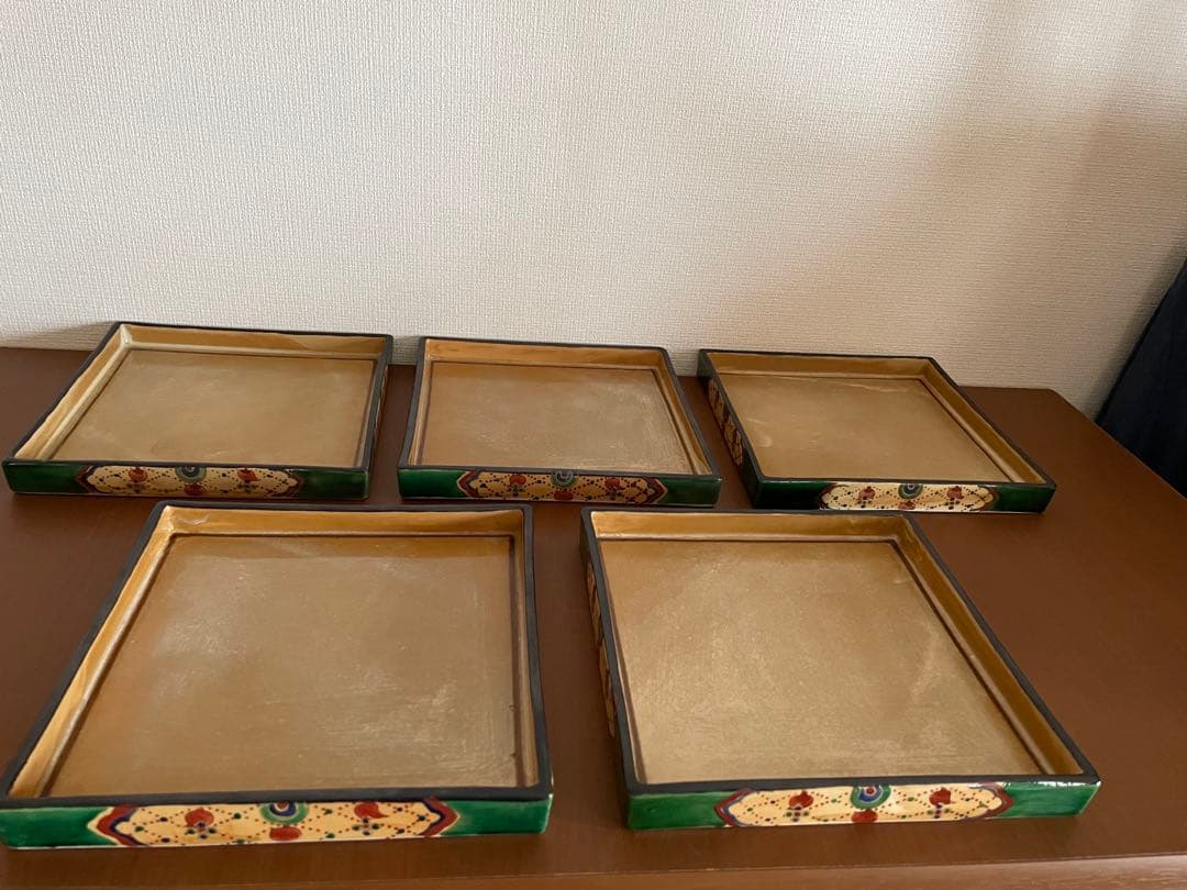 織部角皿 5枚セット 織部角皿 5枚セット