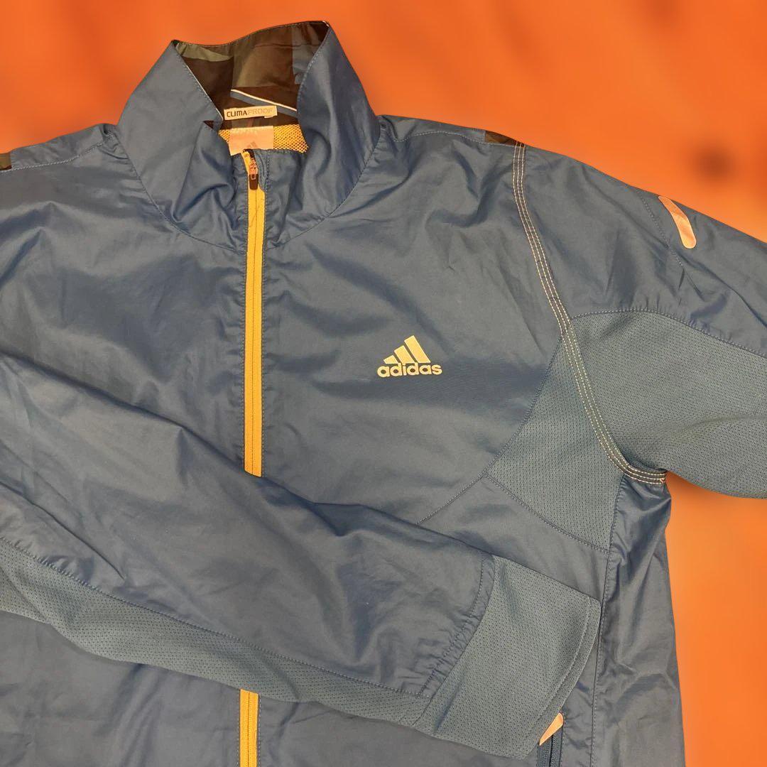 adidas 青 ジャケット ランニング - メルカリ