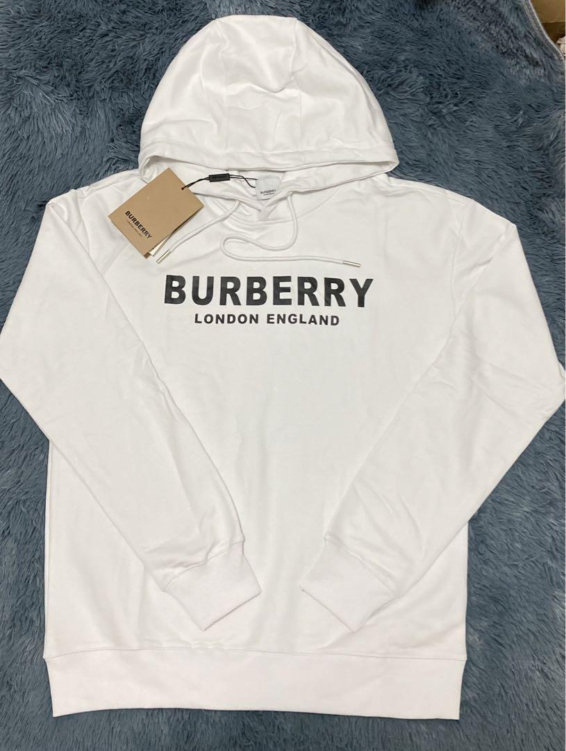 Burberry バーバリー　パーカー　白生地黒文字ロゴ　男女兼用