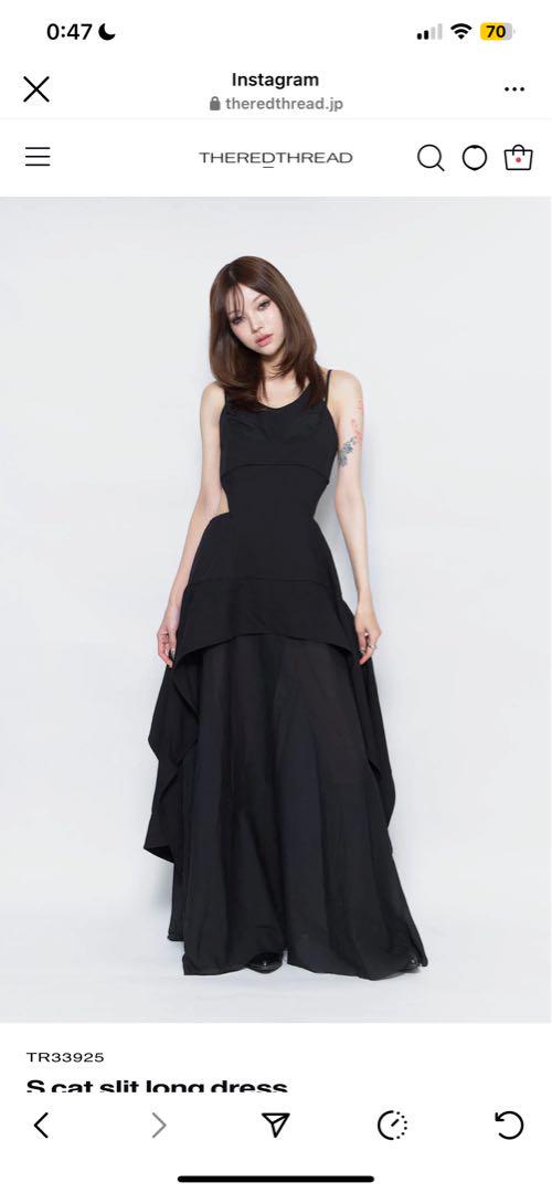 theredthread S cat slit long dress (完売品