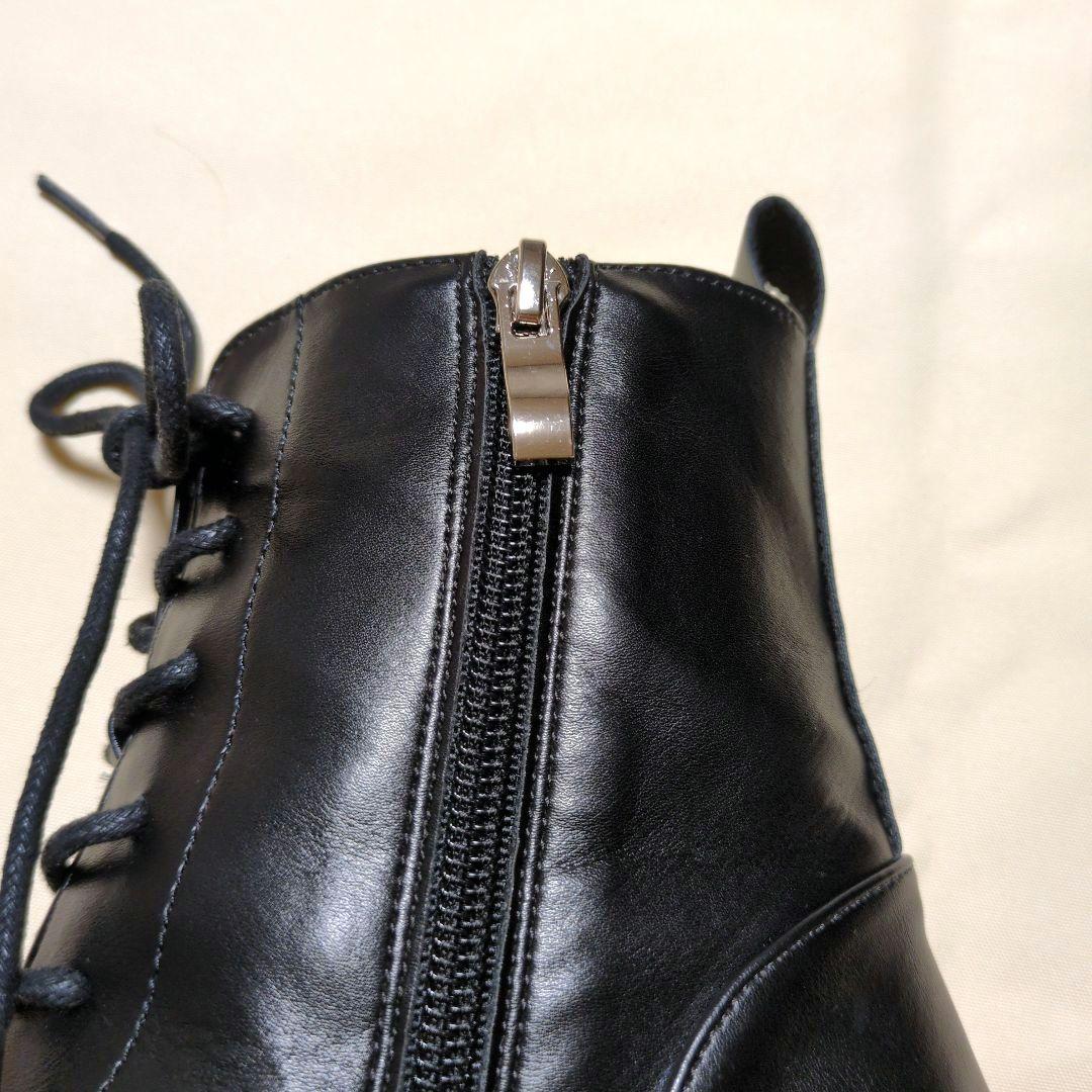 YOSUKE　厚底レースアップブーツ　ショートブーツ ブラック　24cm