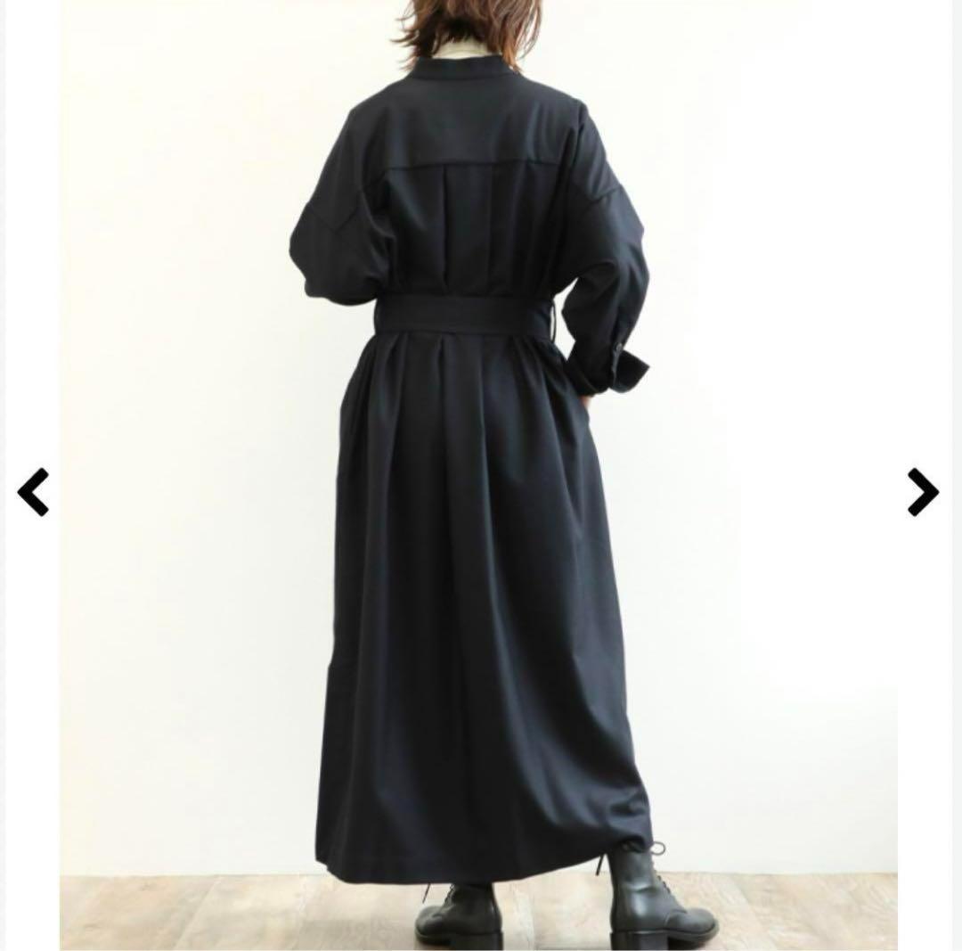 2023AW☆極美品 サクラ ツイルウールマキシ丈ワンピース ベルト