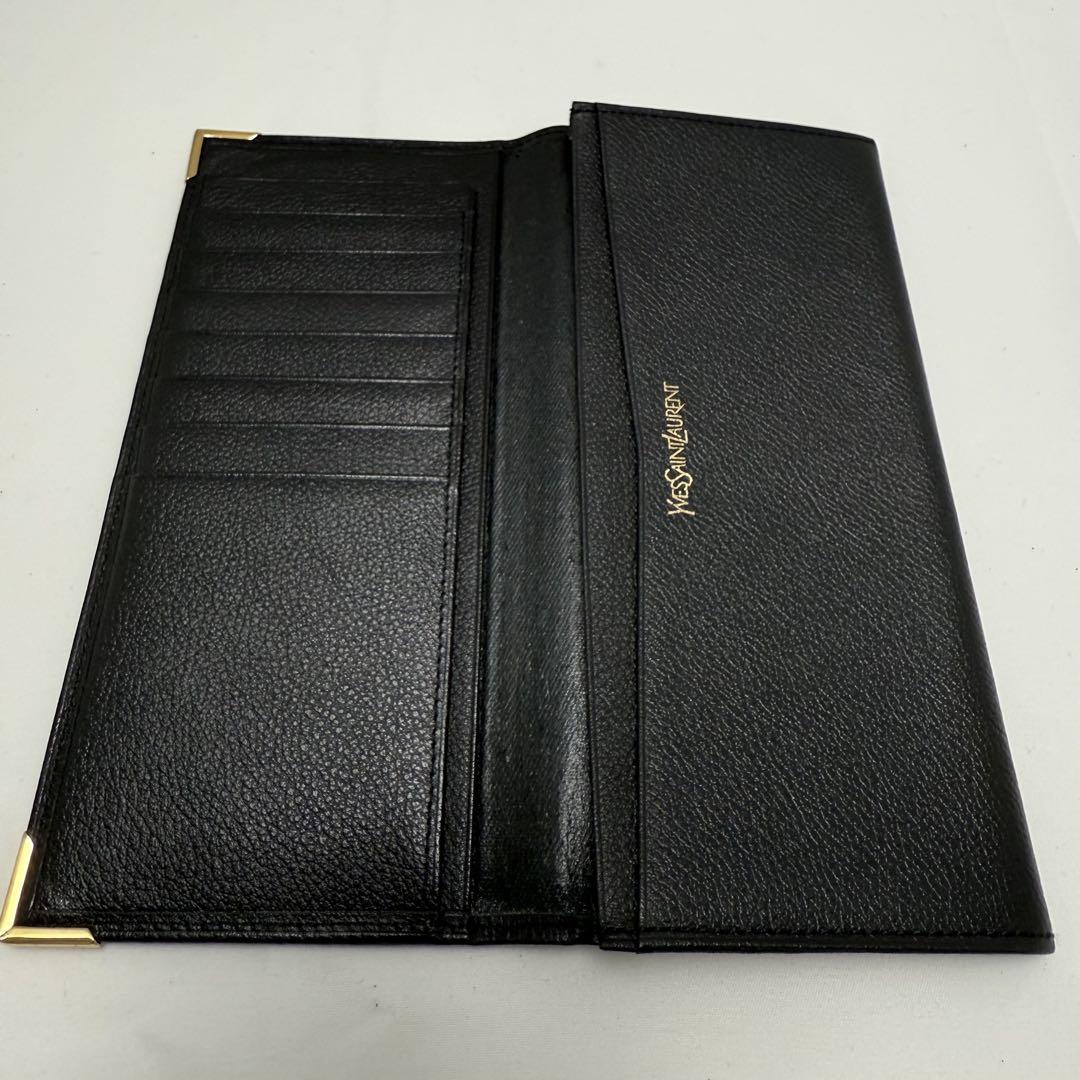 YSL イヴサンローラン レザー 2つ折り長財布 エンボスロゴ カードケース