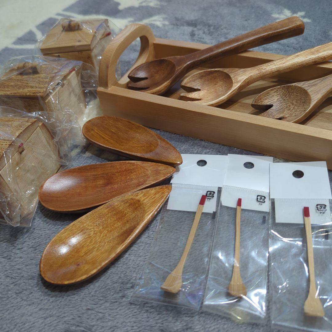 値下げ❤木製品１３点フォークアカシア茶さじカトラリートレー送料込み