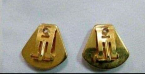 ヴィンテージ エマイユ七宝焼扇型イヤリング