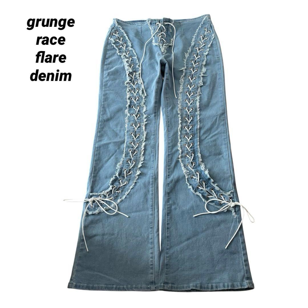 archive grunge flare lace denim y2k