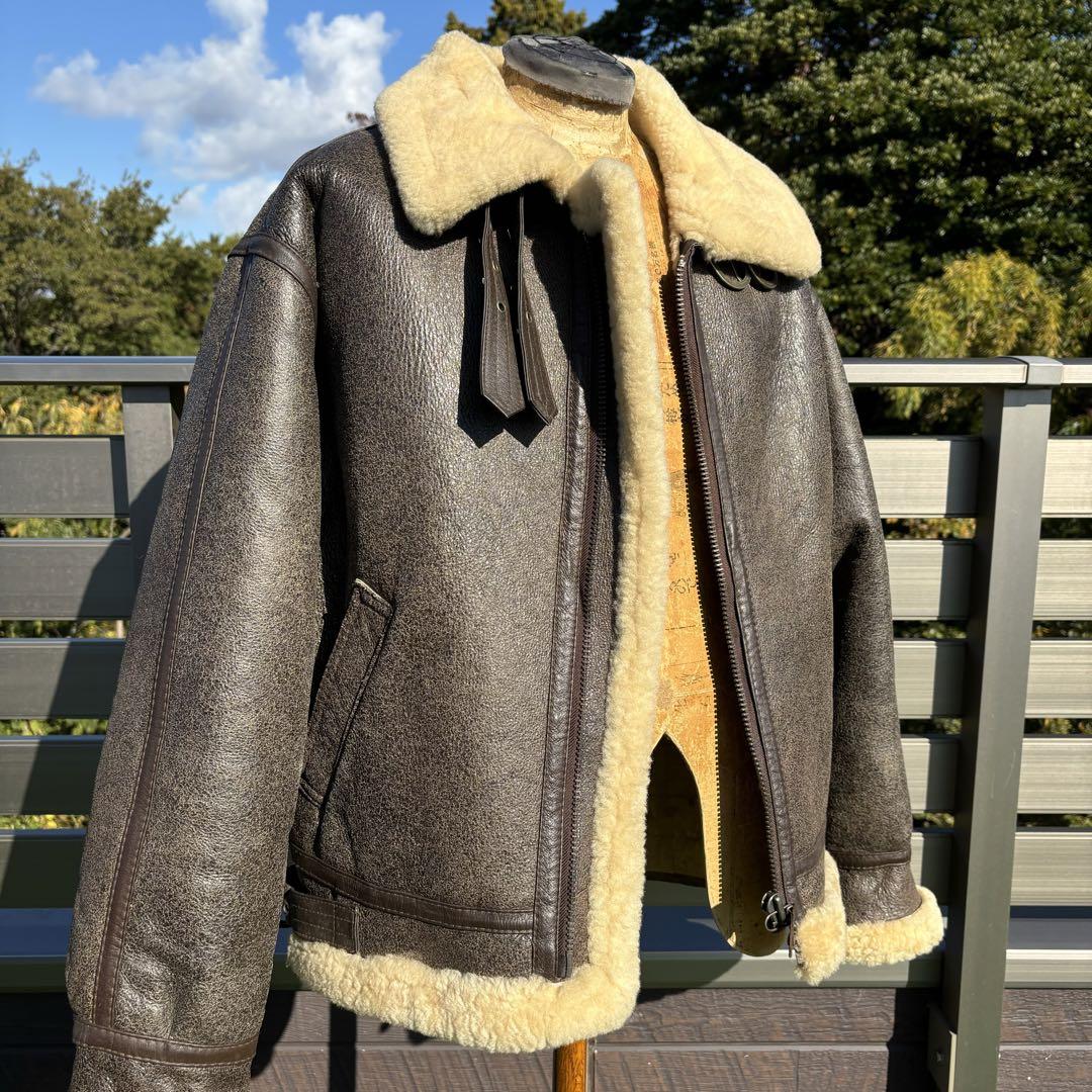 L 良品 茶 B-3 ムートン レザー フライト ジャケット 革ジャン