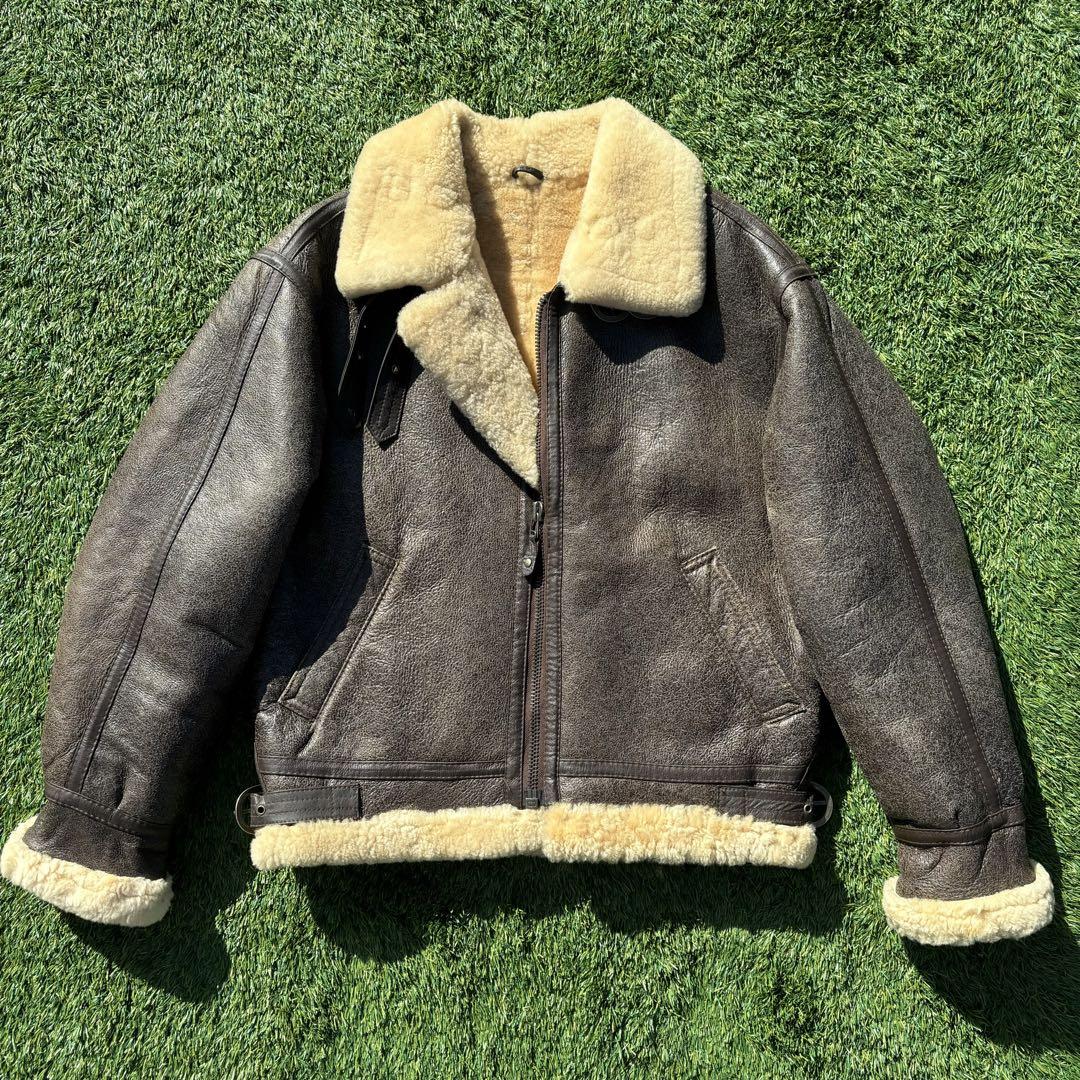 L 良品 茶 B-3 ムートン レザー フライト ジャケット 革ジャン