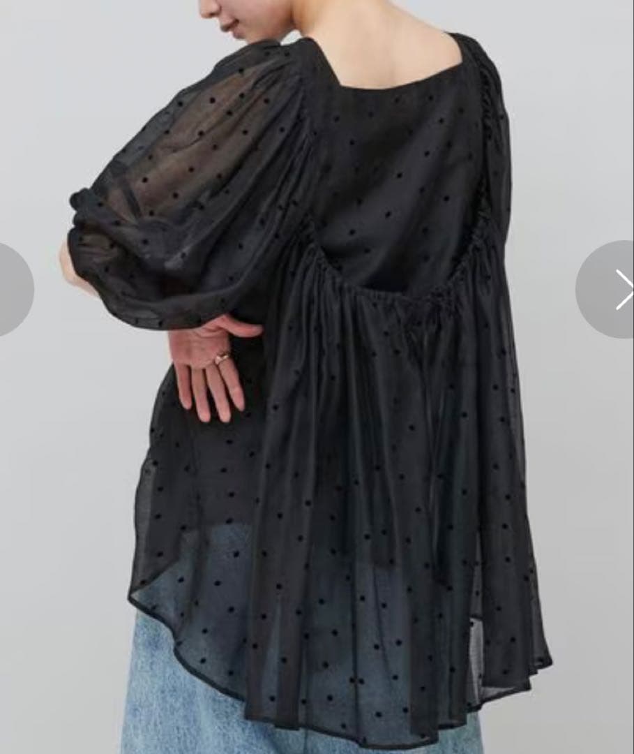 Curensolog フロッキードットブラウス 黒FREE SIZE・Curensology GINKGOPHARMACY_COM