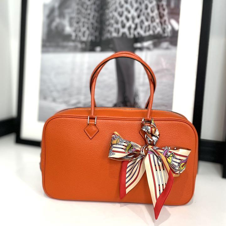 美品 HERMES エルメス プリュムエラン28 ヴォーエプソン オレンジ 美品 HERMES エルメス プリュムエラン28 ヴォーエプソン オレンジ