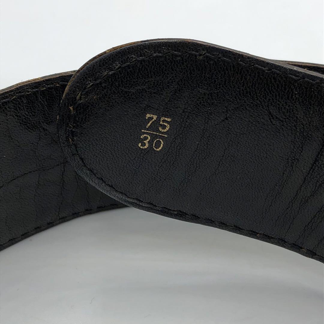○GUCCI グッチ レザー GGバックル ベルト 黒 ゴールド 75cm