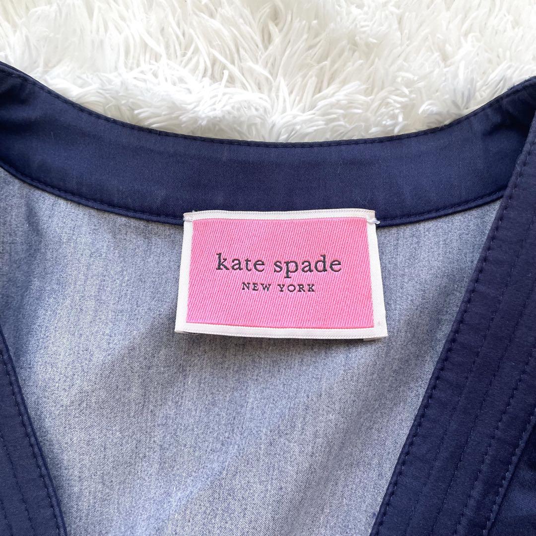 kate spade✨ノースリーブワンピース　ロング　リボン　カニ　ネイビー　0 kate spade✨ノースリーブワンピース ロング リボン カニ