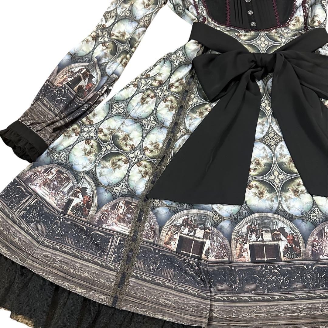 ozz on ozz onest 長袖 編み上げ 水墨画 OZZ ONESTE オッズオネスト 長袖ワンピース 絵画柄 天使 - メルカリ