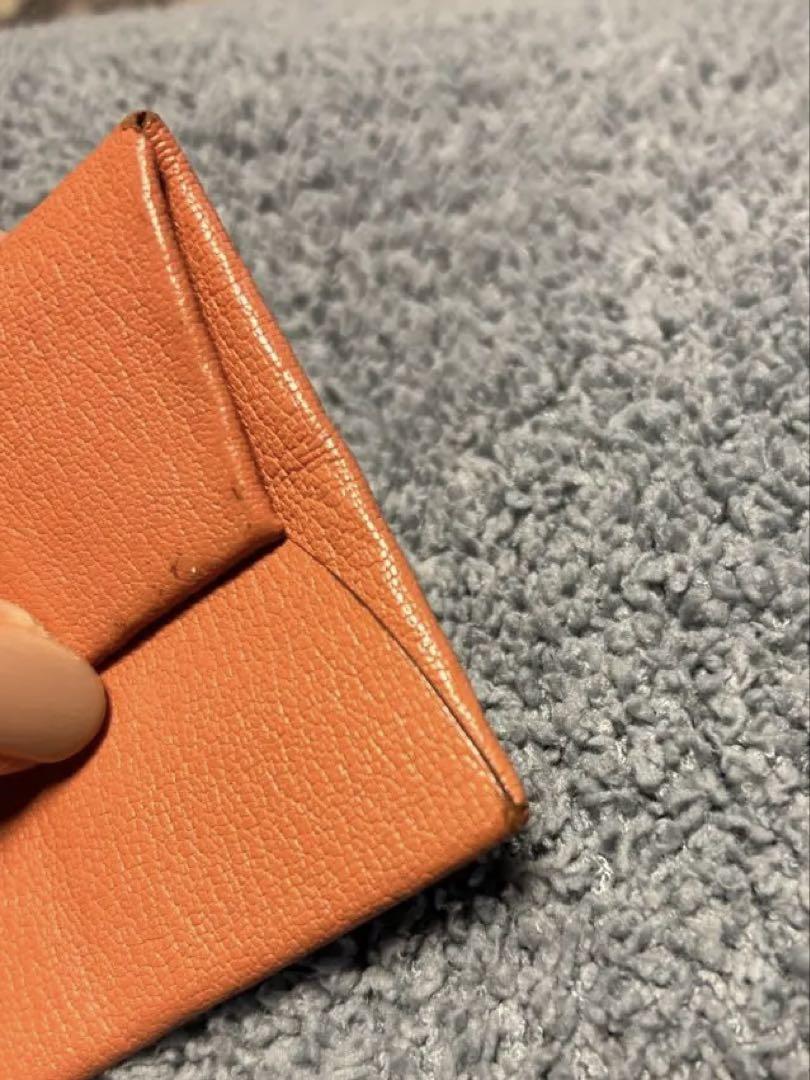 エルメス　バスティア　 レザー コインケース　ピンク、オレンジ系