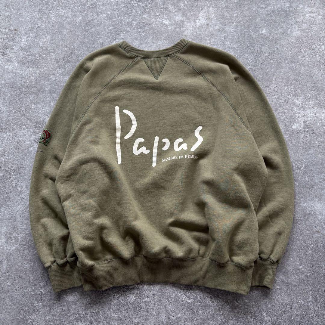 【Papas】 パパス 両V スウェットトレーナー 両面プリント 刺繍 90s