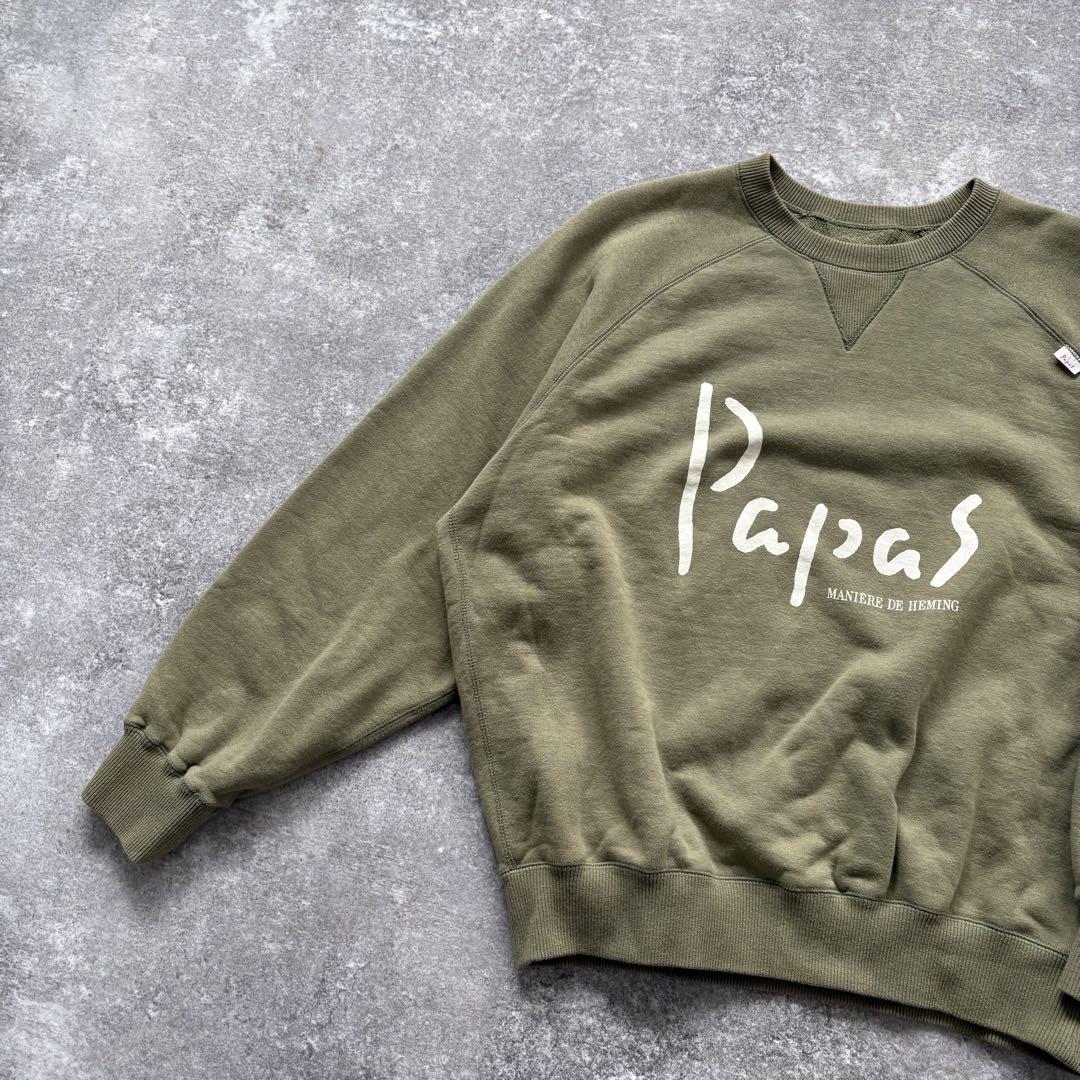 【Papas】 パパス 両V スウェットトレーナー 両面プリント 刺繍 90s