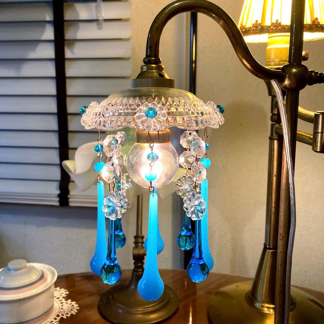 ミニシャンデリア（青の世界）　フランス　アンティーク　シェード　1910年