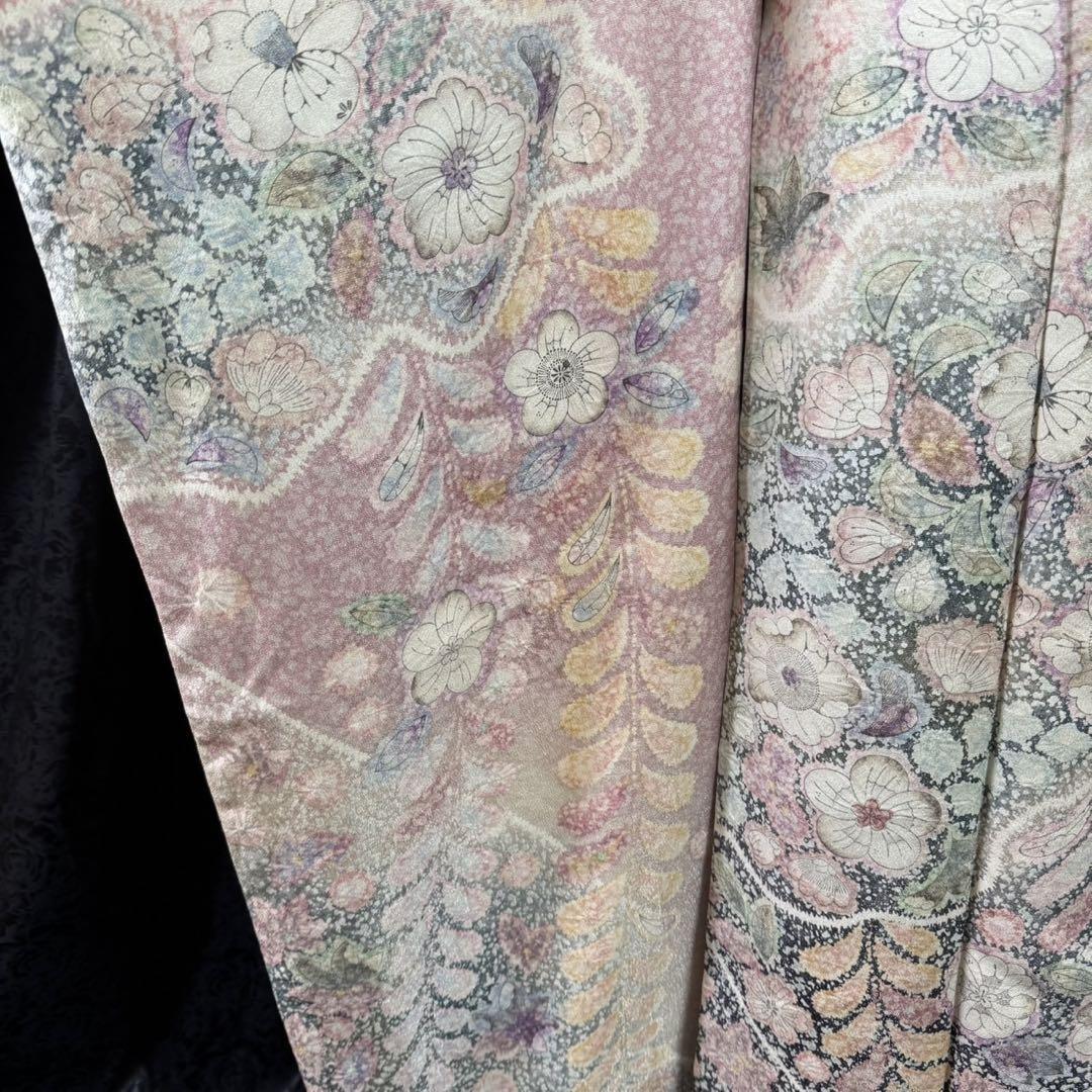 美品　辻が花　銀通し　辻ヶ花　金彩　ぼかし　灰紫　逸品　フルセット　振袖　振り袖 □未使用□辻が花□銀通し□花絞り□正絹振袖フルセット□成人式