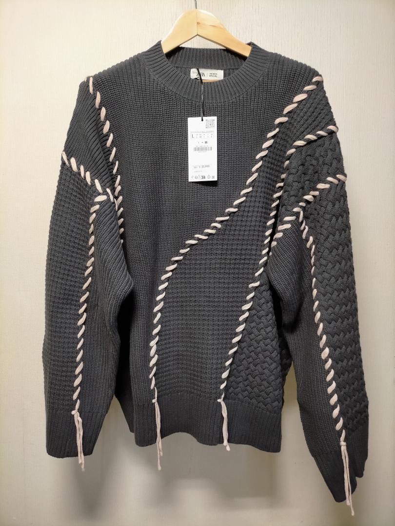 美品！ZARA×MAISON SPECIALコラボ コントラストステッチニットL ZARA X MAISON SPECIAL セーター コントラストステッチ L