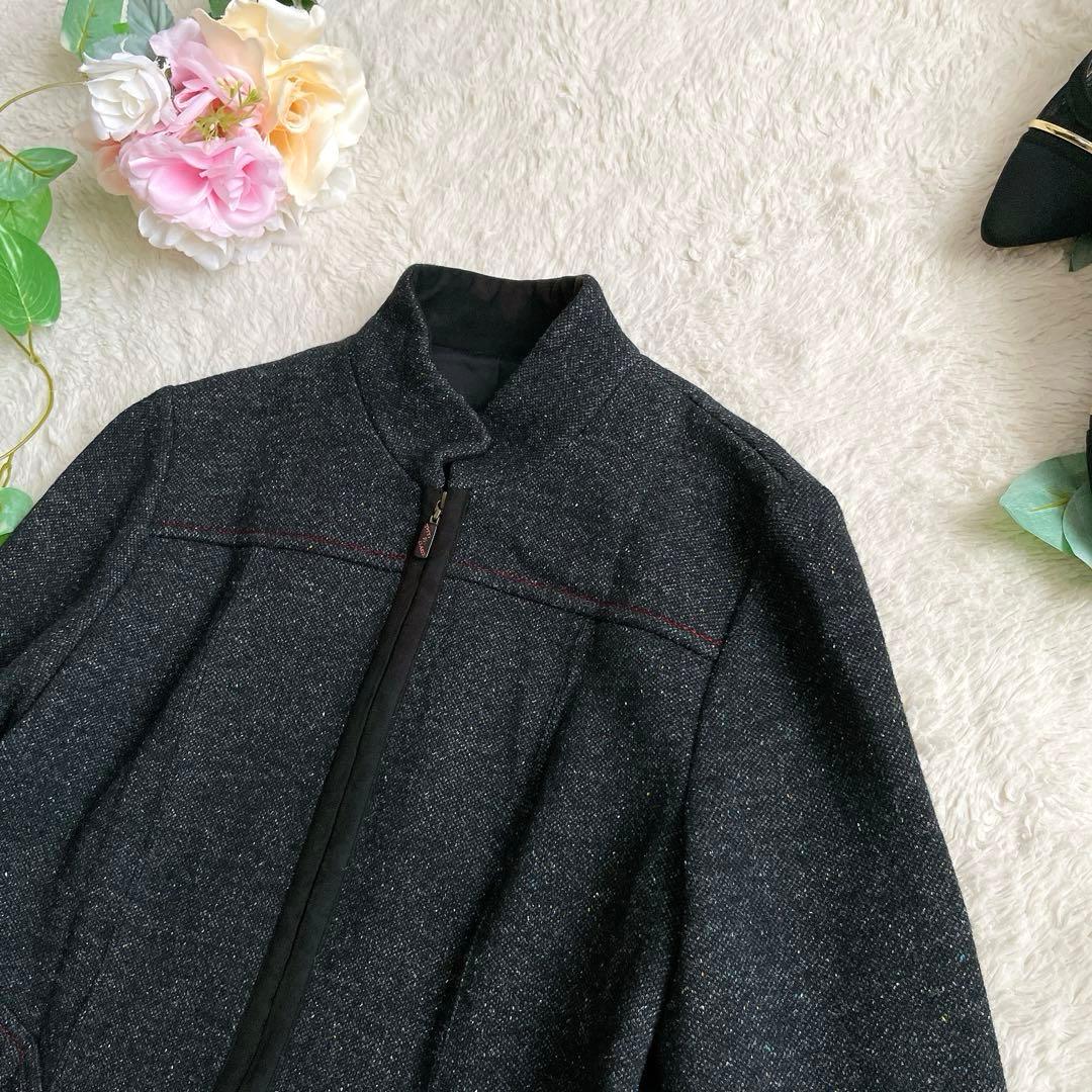 極美品☆高品質 レリアン ジッパージャケット シルクブレンド L チャコール