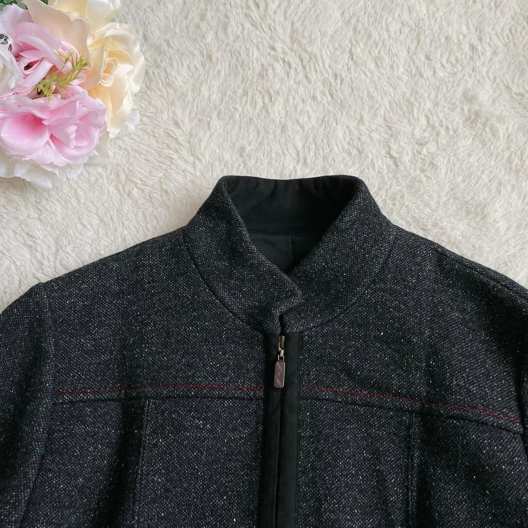 極美品☆高品質 レリアン ジッパージャケット シルクブレンド L チャコール