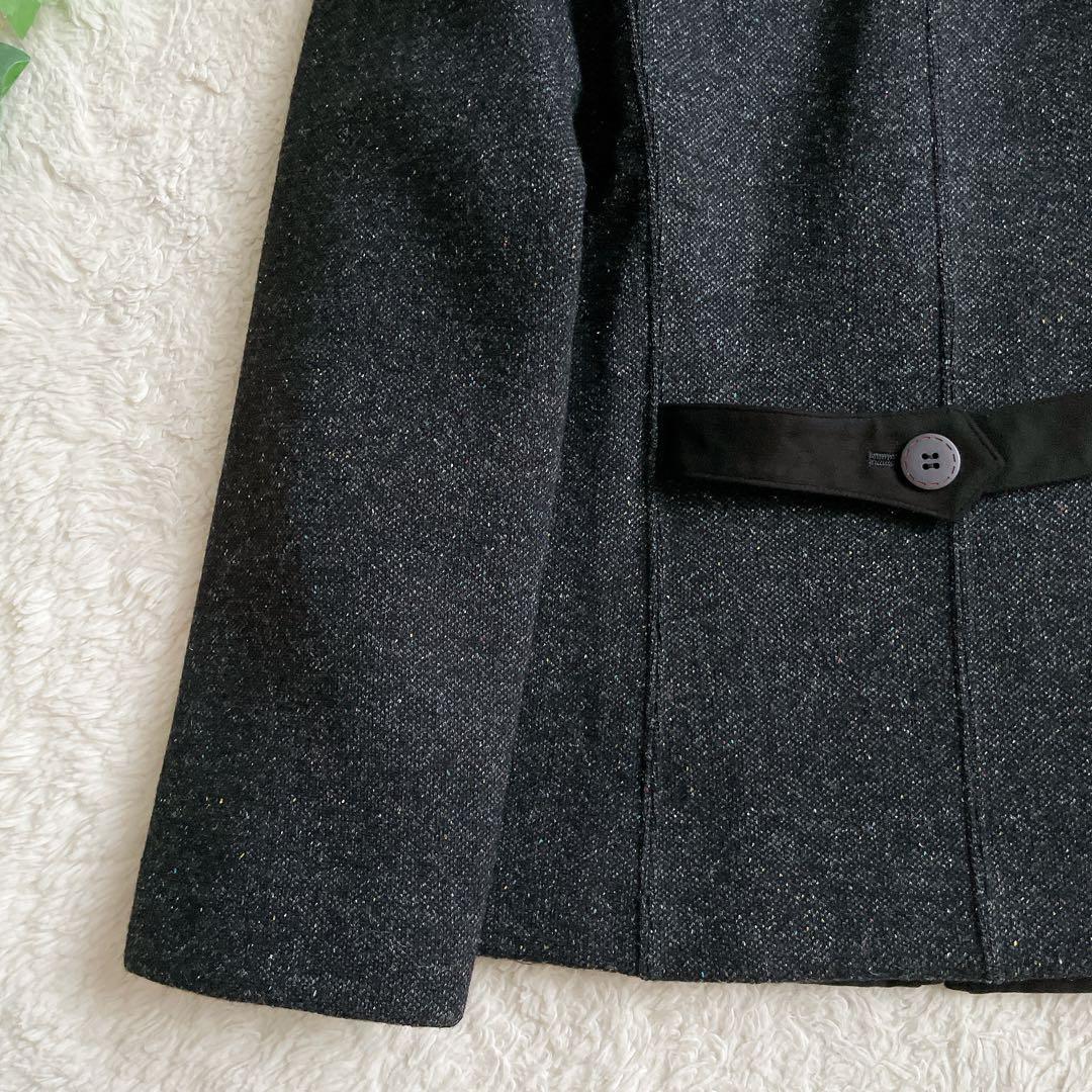 極美品☆高品質 レリアン ジッパージャケット シルクブレンド L チャコール