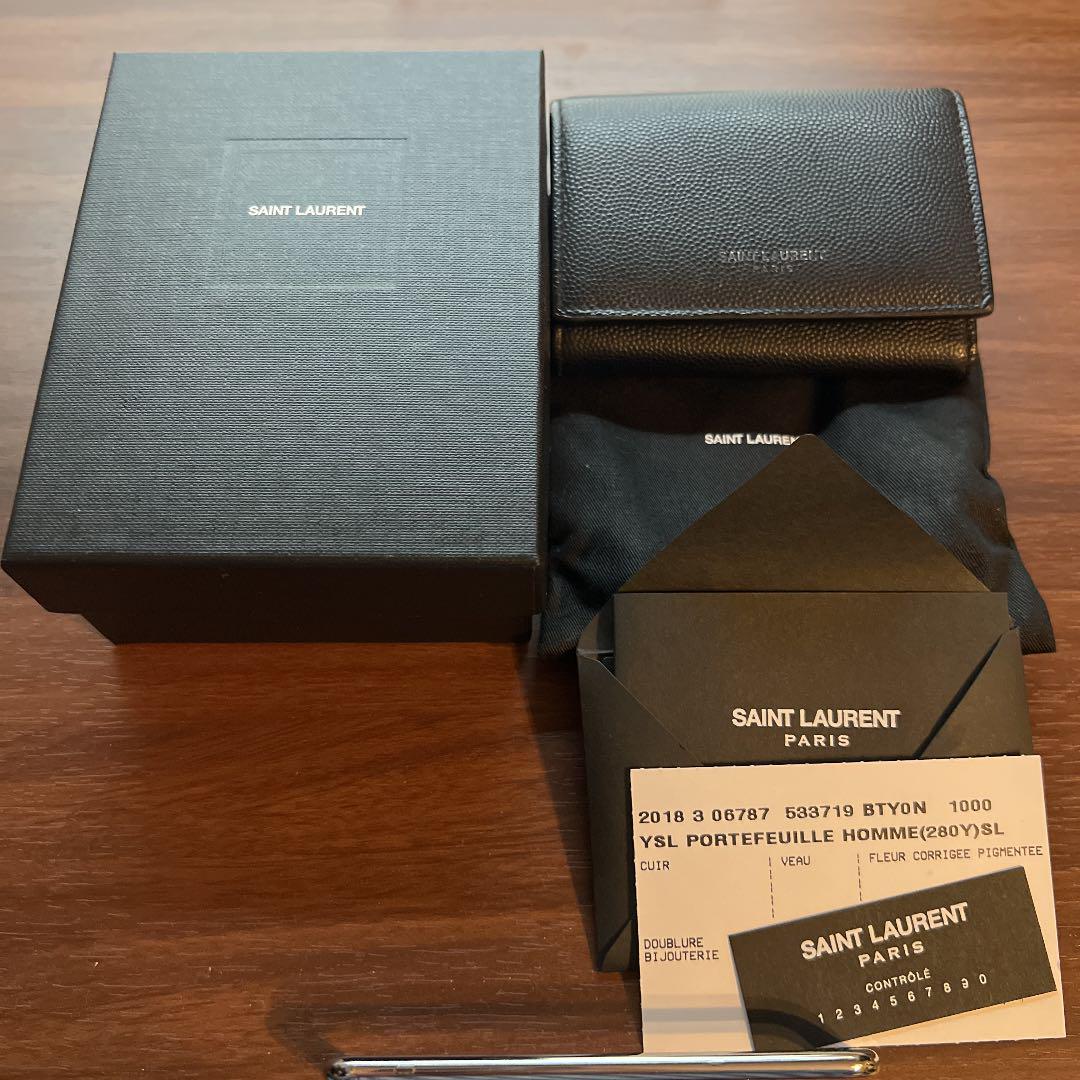 ブラック系本命ギフトサンローラン キーリングミニウォレット 長財布 ...