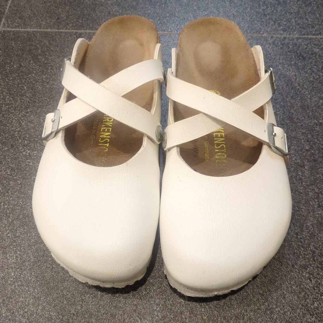 BIRKENSTOCK ホワイト クロスストラップ サボサンダル 37　ローリー