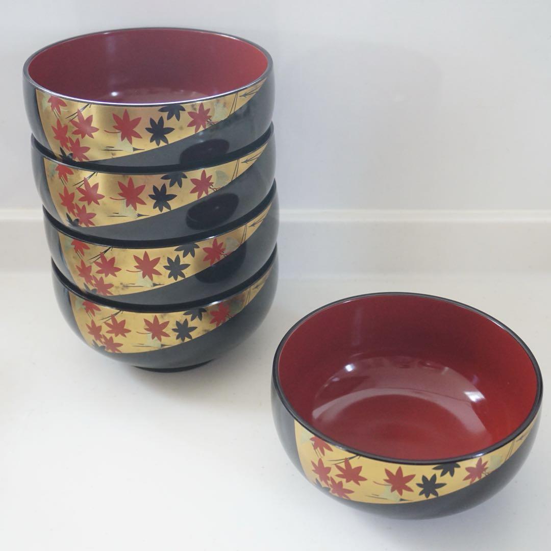 新品未使用JUNKO KOSHINO ジュンココシノ汁椀漆器5点