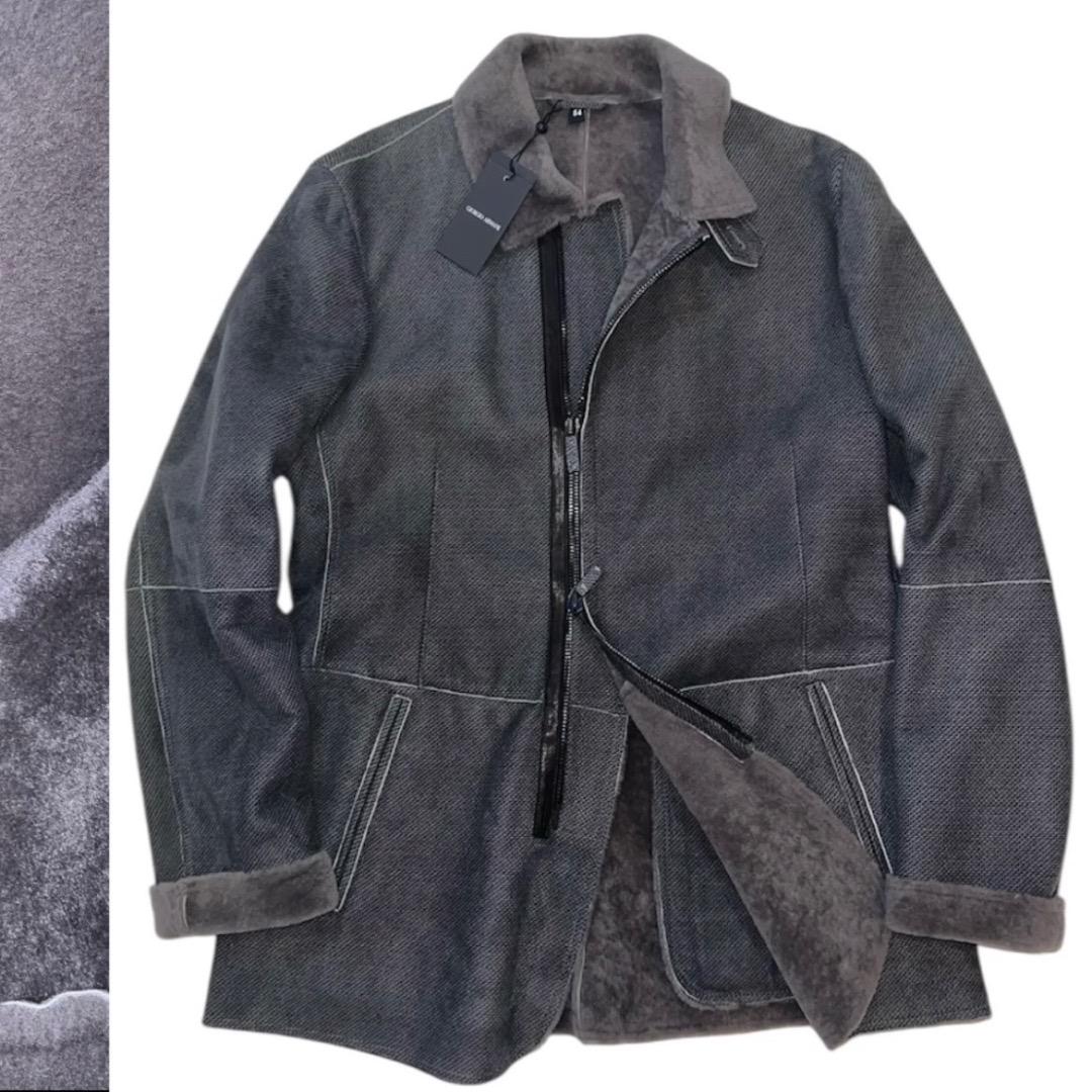112万 G.ARMANI アルマーニ【シェアードラム 毛皮 ムートン】ブルゾン