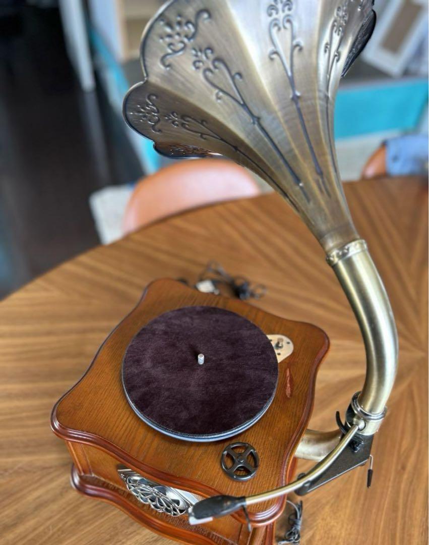 HOFEINZ 天然木材 蓄音機 純銅ホーン 工芸品 レコードBluetooth