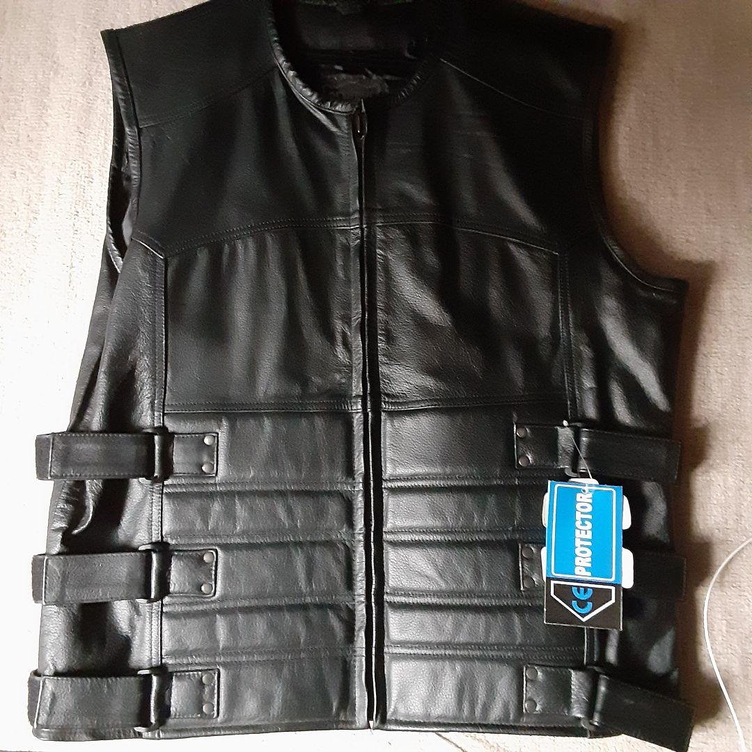 本革 バイク用ベスト 黒2XL 3L